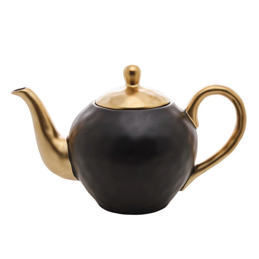 BULE P/CHA DE PORCELANA PRETO E DOURADO DUBAI