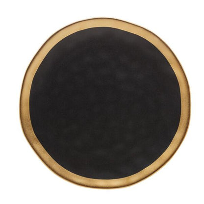PRATO RASO DE PORCELANA PRETO E DOURADO DUBAI 25cm