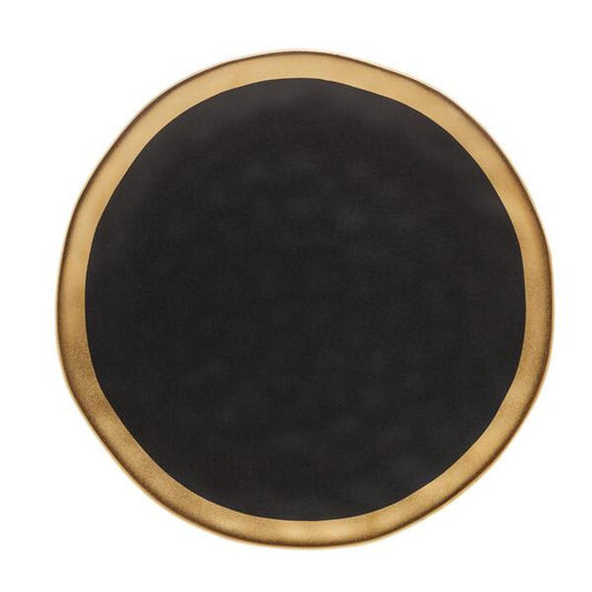 PRATO RASO DE PORCELANA PRETO E DOURADO DUBAI 25cm