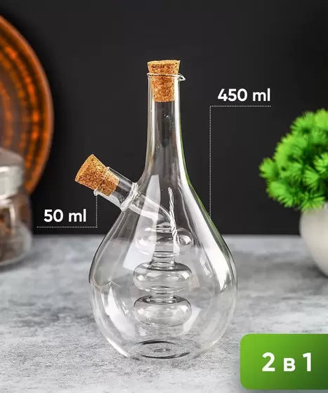 Galheteiro Sauce Para Azeite e Vinagre Borosilicato 2 Em 1 - DoceLar Loja