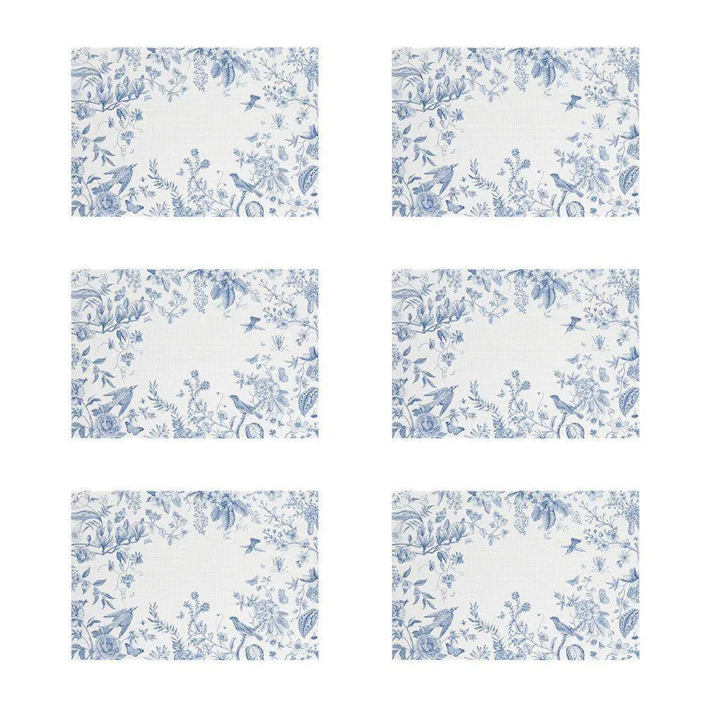 JOGO AMERICANO 6 PCS LOOM BLUE BIRD&FLOWER