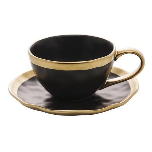 XICARA DE CHA DE PORCELANA PRETO E DOURADO DUBAI 200ml
