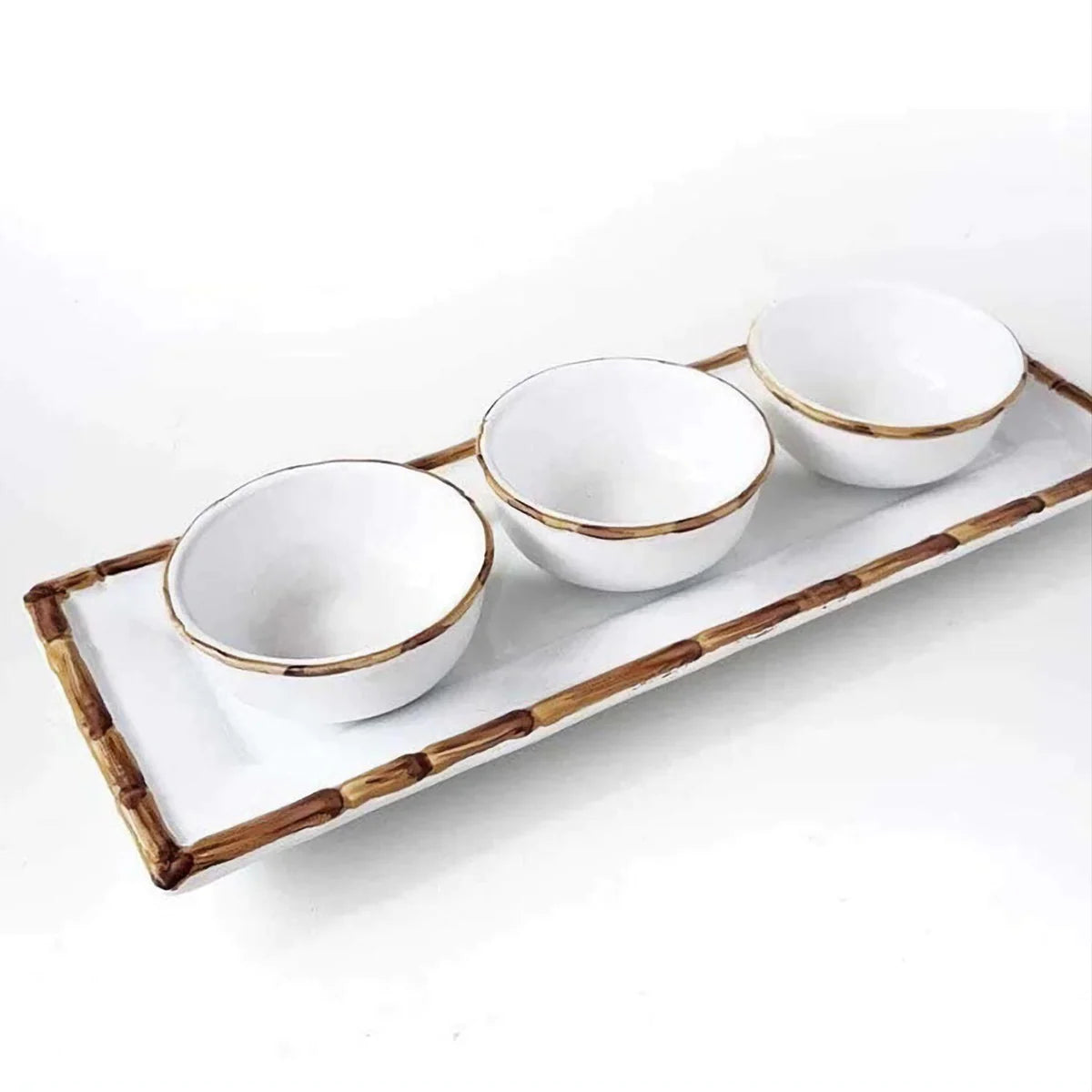 Petisqueira Bambu 3 Bowls - DoceLar Loja