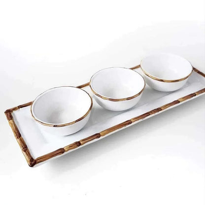 Petisqueira Bambu 3 Bowls - DoceLar Loja