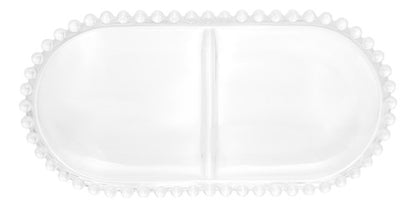 Petisqueira Oval com Divisória Cristal Pearl - DoceLar Loja