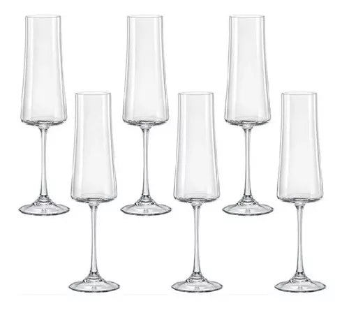 CJ 6 TACAS DE CHAMPANHE DE CRISTAL ECOLOGICO ALEX 210ML