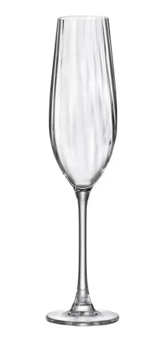 CJ 6 TACAS DE CHAMPANHE DE CRISTAL (LIVRE DE CHUMBO) ECOLOGICO COLUMBA OPTIC 260ML