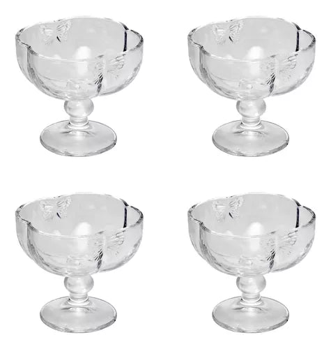 CJ 4 TACAS PARA SOBREMESA DE VIDRO BUTTERFLY