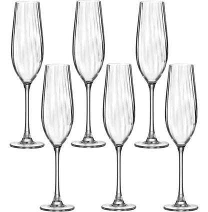 CJ 6 TACAS DE CHAMPANHE DE CRISTAL (LIVRE DE CHUMBO) ECOLOGICO COLUMBA OPTIC 260ML