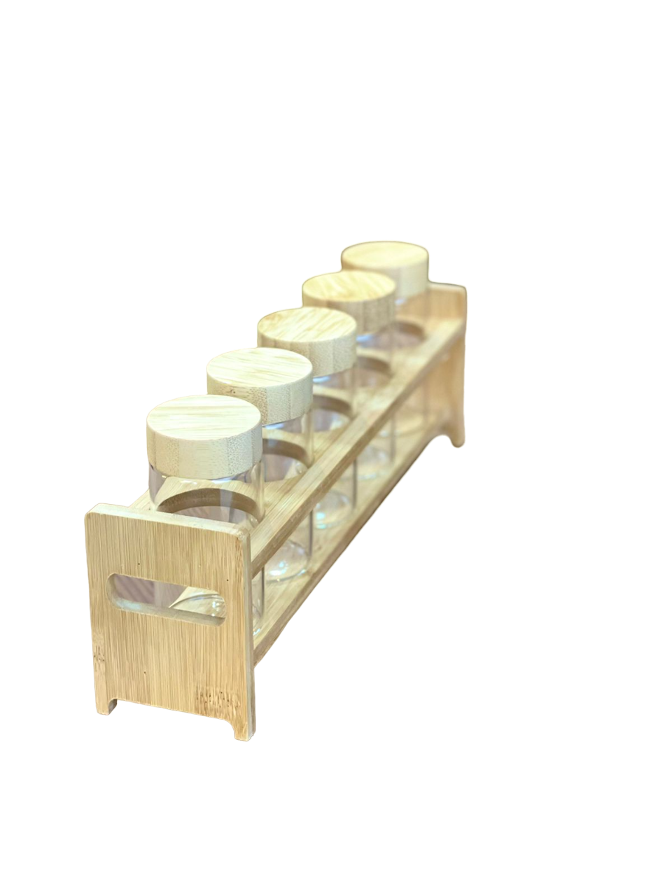 CJ 5 Potes de Vidro c/Tampa e Suporte Bambu - DoceLar Loja