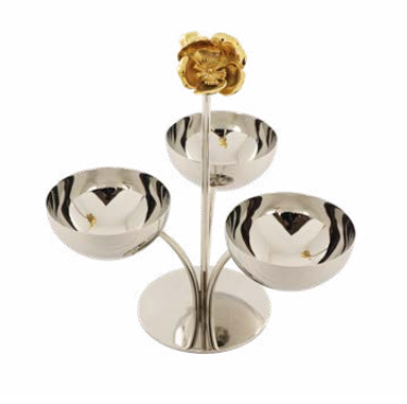 Porta Mignardise 3 Taças Redondas Flor - DoceLar Loja