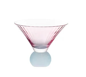 TAÇA DE VIDRO ROSA COM BASE AZUL 200ML