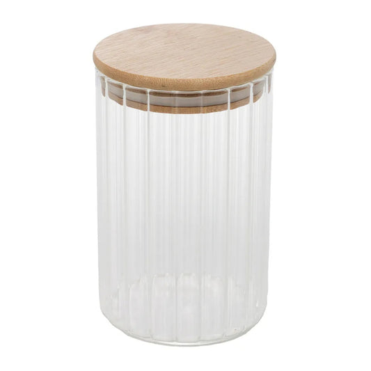 PORTA MANTIMENTOS VIDRO BOROSSILICATO COM TAMPA BAMBU