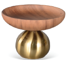 PECA DECORATIVA REDONDA EM MADEIRA E METAL DOURADO