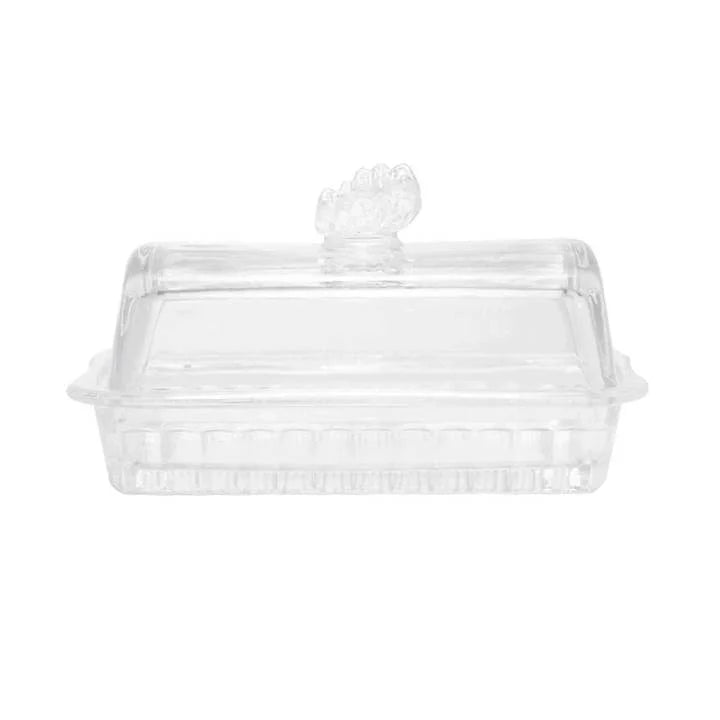 MANTEIGUEIRA DE VIDRO COM TAMPA BUTTERFLY 17CM X 10,5CM X 10CM
