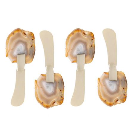 CONJUNTO 4 ESPATULAS DE ACO INOX DOURADO AGATA