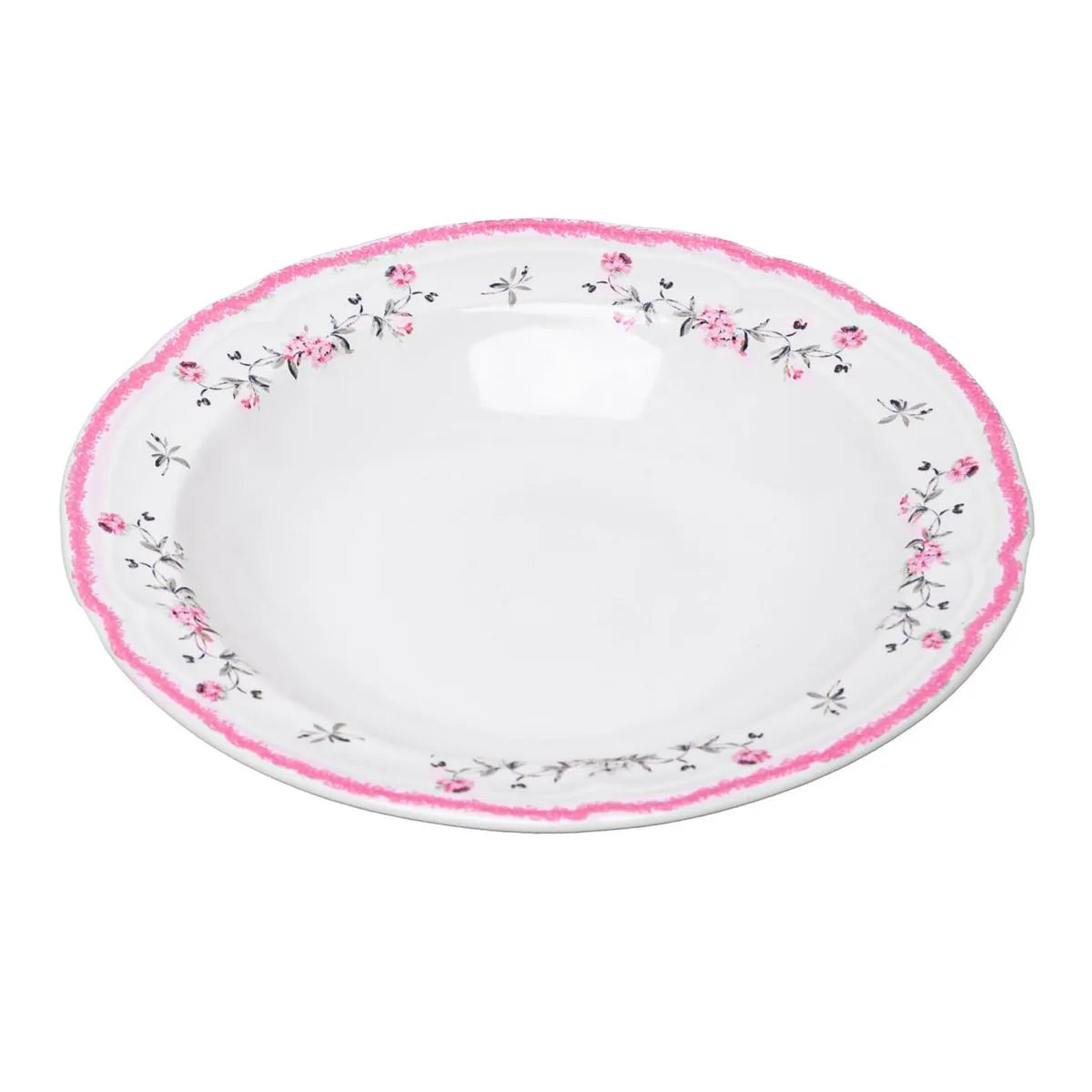 PRATO FUNDO FLORESCER 22CM ROSA CERAMICA WOLFF