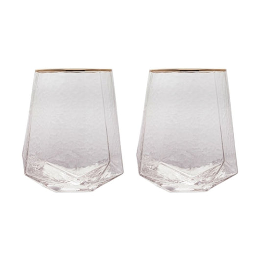 CJ 2 COPOS BAIXOS DE CRISTAL DE CHUMBO C/FIO DE OURO TAJ 550ml