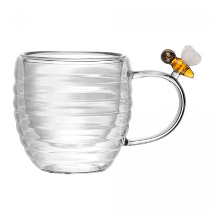 CJ 2 XICARAS DE CAFE PAREDE DUPLA DE VIDRO LOVELY BEE 80ML