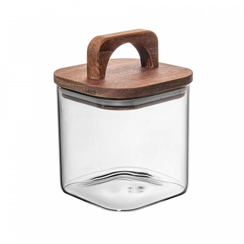 POTE HERMETICO DE BOROSSILICATO COM TAMPA EM ACACIA 700ML