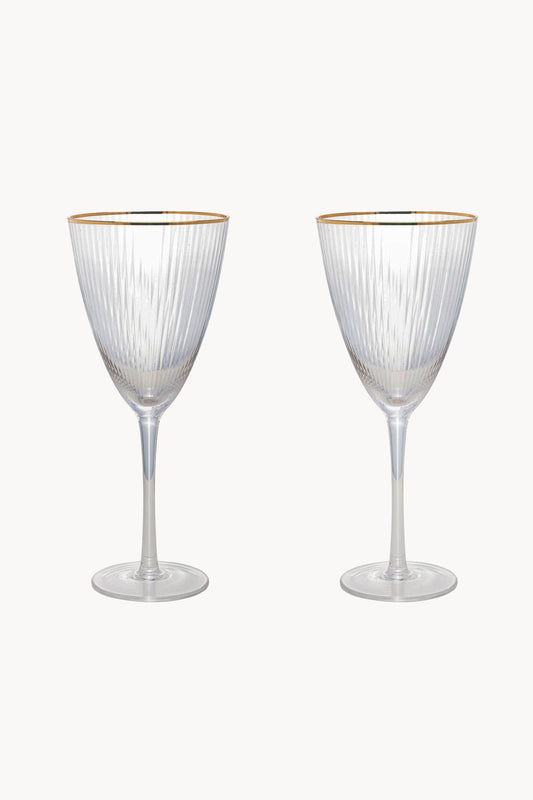 CJ 2 TACAS DE VIDRO P/VINHO C/BORDA DOURADA LINES 400ml