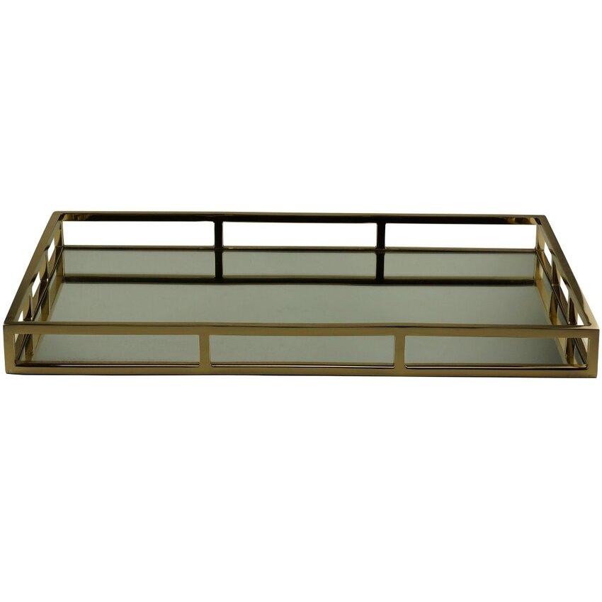 Bandeja de Aço Inox com Espelho Dourada - DoceLar Loja