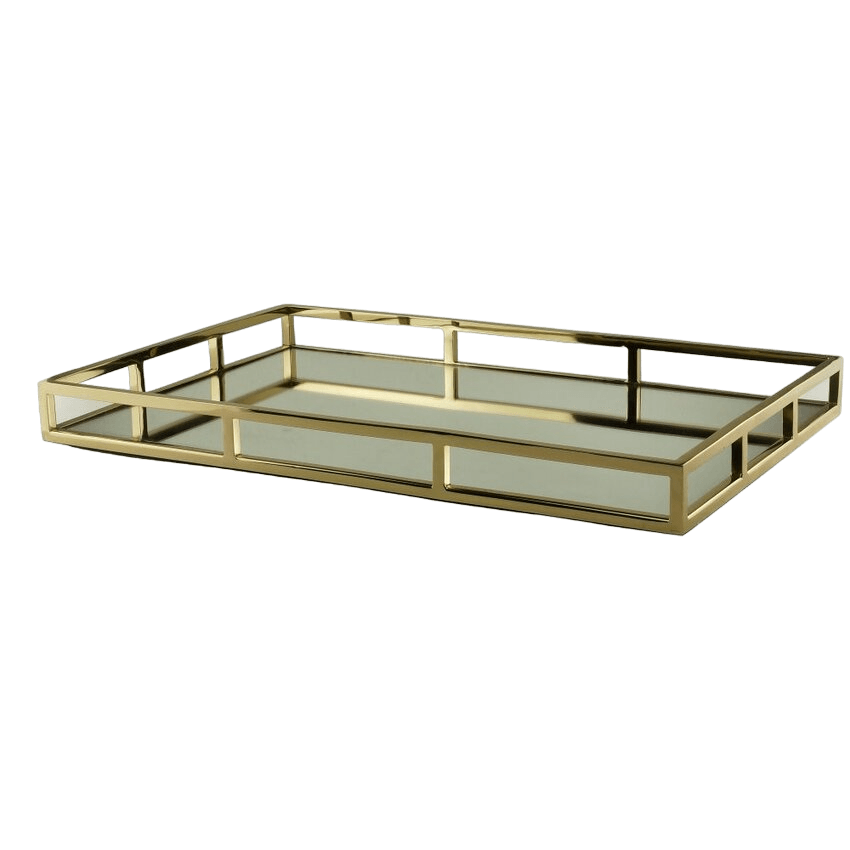 Bandeja de Aço Inox com Espelho Dourada - DoceLar Loja
