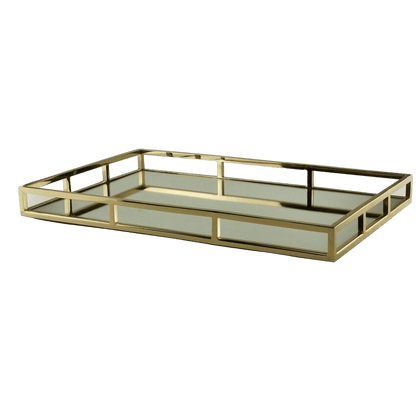 Bandeja de Aço Inox com Espelho Dourada - DoceLar Loja