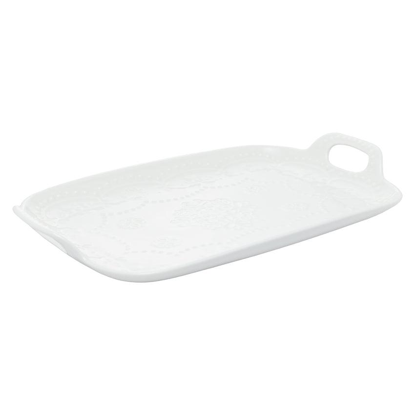 Bandeja de Porcelana com Alça Butterfly Branca - DoceLar Loja