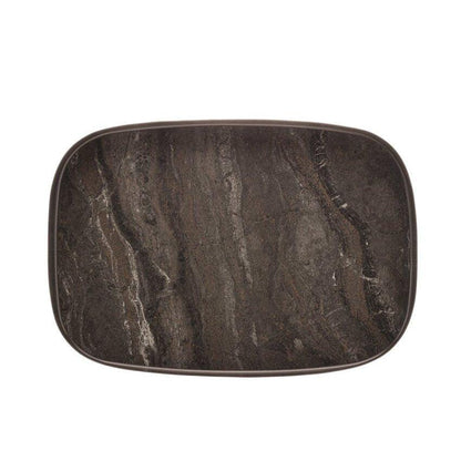 Bandeja Retangular Escovada com Fundo de Madeira Cosmos Matt Black - DoceLar Loja