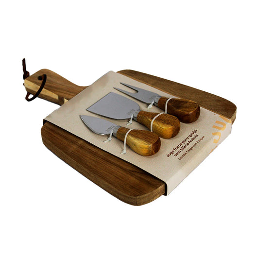 JG FACAS P/QUEIJO C/TABUA ACACIA 4PCS