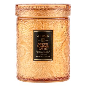 VELA POTE VIDRO G 100H TAMPA VIDRO RELEVO SPICED PUMPKIN LATTE