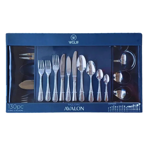 FAQUEIRO 130 PECAS DE ACO INOX COM CAIXA LITOGRAFADA AVALON