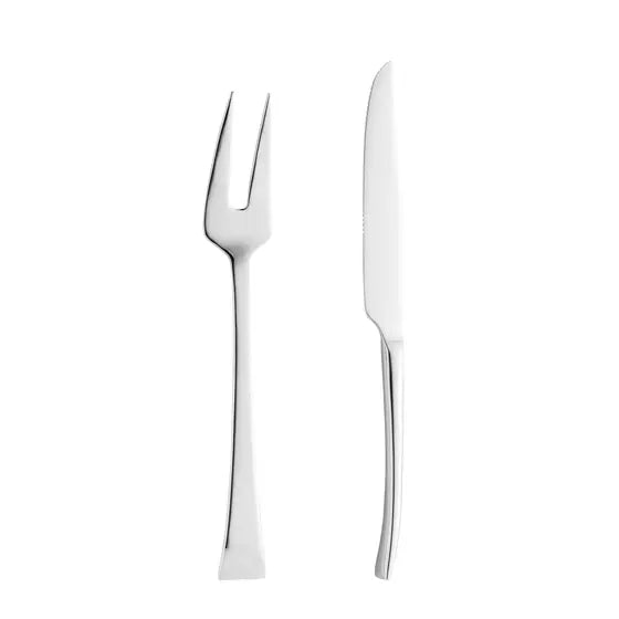 CJ 2PC FACA E GARFO ACO INOX P/ASSADO BERNA