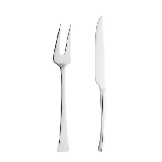 CJ 2PC FACA E GARFO ACO INOX P/ASSADO BERNA