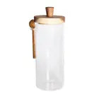 Porta mantimento Taiga em vidro borossilicato com tampa e colher em madeira 1,4L D9xA25cm