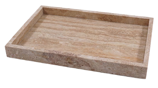 BANDEJA DECORATIVA EM PEDRA BEGE 30,00CM X 20,00CM X 3,00CM
