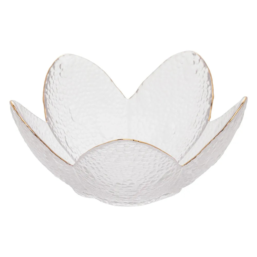 Bowl Cristal Martelado com Borda Dourada-M - DoceLar Loja