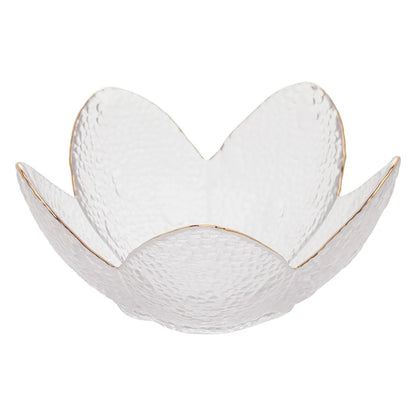 Bowl Cristal Martelado com Borda Dourada-M - DoceLar Loja