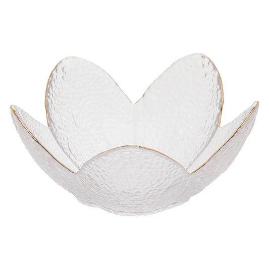 Bowl Cristal Martelado com Borda Dourada-M - DoceLar Loja