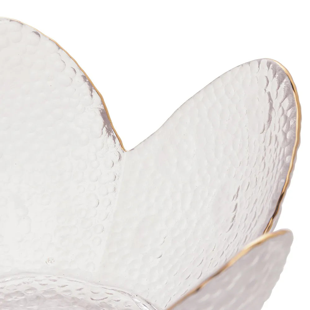 Bowl Cristal Martelado com Borda Dourada-M - DoceLar Loja