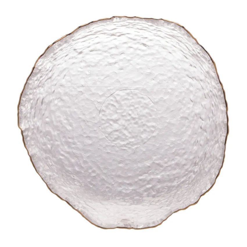 Bowl Cristal Martelado com Borda Dourada Taj-G - DoceLar Loja