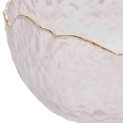 Bowl Cristal Martelado com Borda Dourada Taj-G - DoceLar Loja