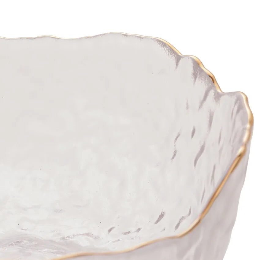 Bowl Cristal Martelado com Borda Dourada Taj-P - DoceLar Loja