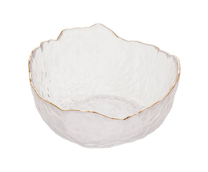 Bowl Cristal Martelado com Borda Dourada Taj-M - DoceLar Loja