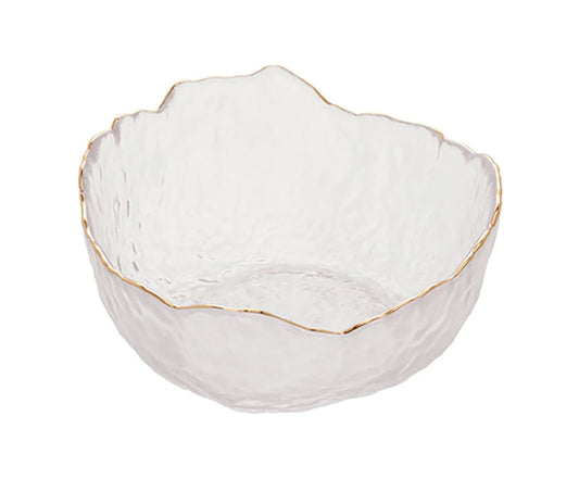 Bowl Cristal Martelado com Borda Dourada Taj-M - DoceLar Loja