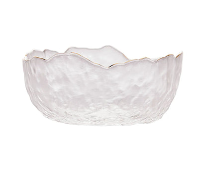 Bowl Cristal Martelado com Borda Dourada Taj-M - DoceLar Loja