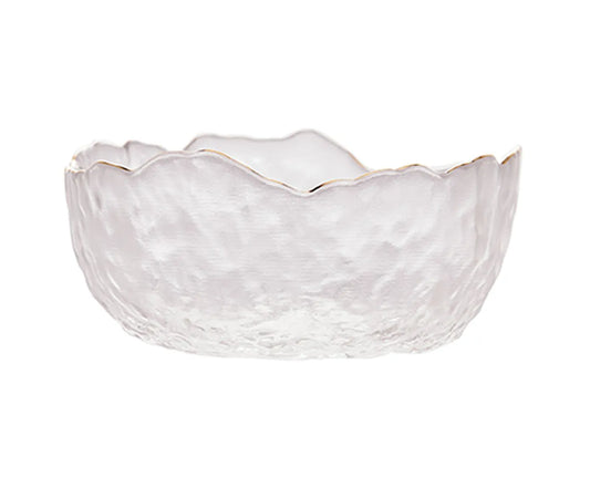Bowl Cristal Martelado com Borda Dourada Taj-M - DoceLar Loja