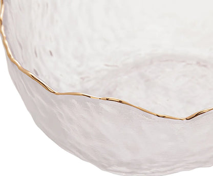 Bowl Cristal Martelado com Borda Dourada Taj-M - DoceLar Loja