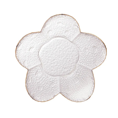 Bowl Cristal Martelado Taj Flor com Borda Dourada-P - DoceLar Loja